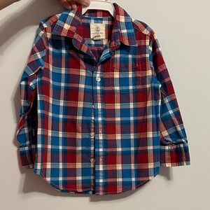 Lands’ End Red and Blue Plaid Button Down Shirt
